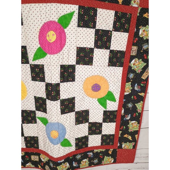 Home Sweet‎ Home Multi Print Black White 34 x 34 Handmade Quilt - Picture 9 of 11